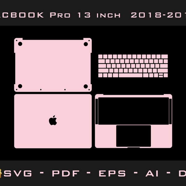 MacBook Pro 13 inch, 2018, 2019  skin template , cutting template , cricut Vector Cut File