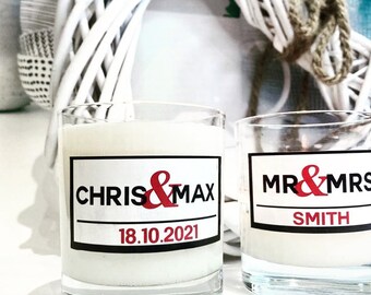 Mr and Mrs Wedding Personalised Candle