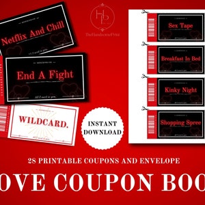 Printable Romantic Love Coupons for Him or Her, Valentines Gifts for Him, Romantic Gift, Valentines Ideas - Instant Download A4/Letter Size