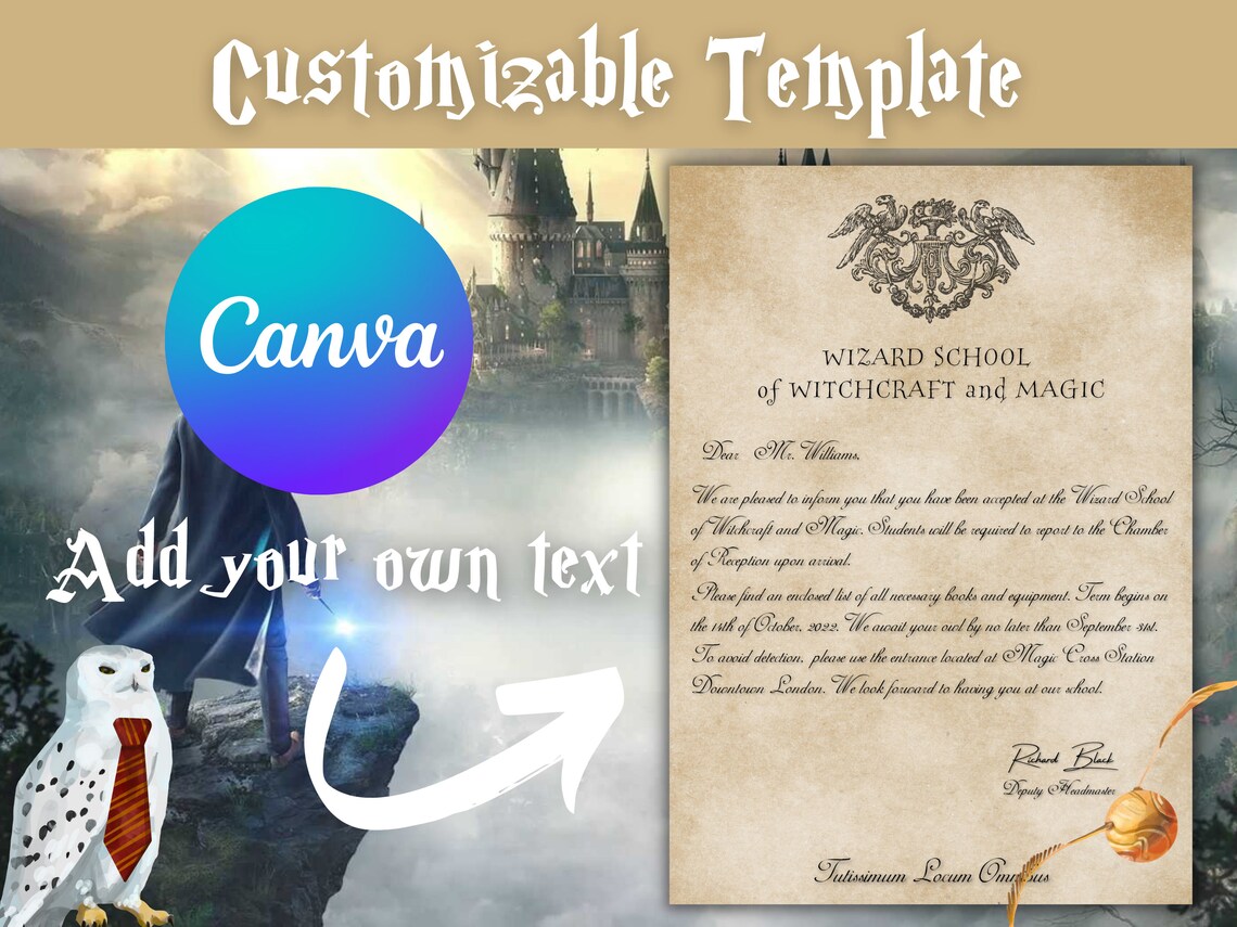 Hogwart Acceptance Letter Printable, Personalised Wizard Acceptance ...