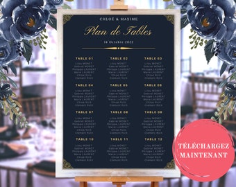 Plan de Table de Mariage, Marque Place, Tableau Mariage, Numéro Table Mariage | Téléchargez Maintenant