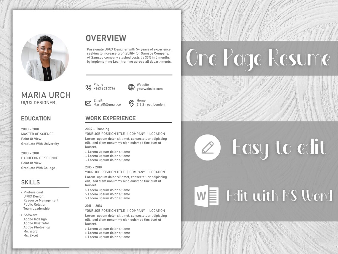 Professional Resume Template Modern Resume Template Word | Etsy