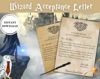 Hogwart Acceptance Letter Printable, Personalised Wizard Acceptance Letter, Magical Letter, Wizard Gift Idea | Instant Download