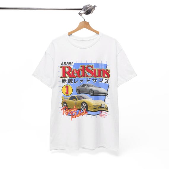 Akagi Redsuns T-Shirt, Initial D Tee, JDM Racing Shirt, Unisex Cotton Top, Car Enthusiast Gift, Japanese Anime Merch