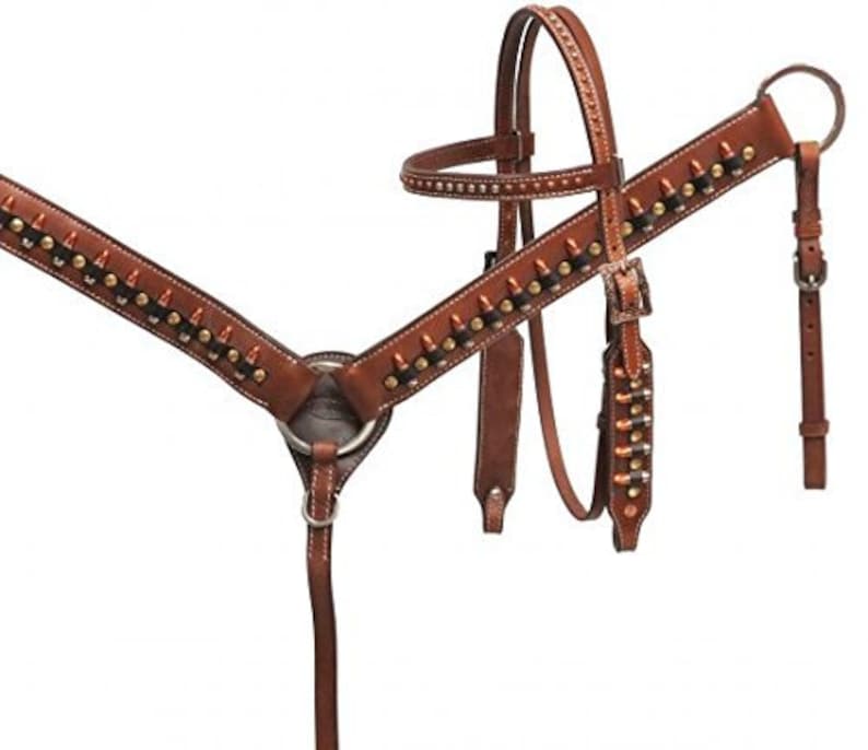 Western Hand Carved Tooled Equestrian Headstall Breast