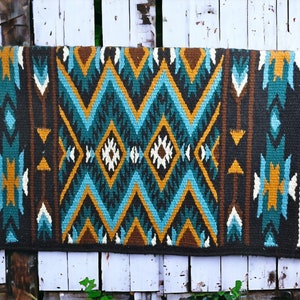 Western Show Horse Saddle Blanket New Zealand Design Handmade Wool Saddle Blanket Mats Top Wool Saddle Pad Size : 34 L x 36 W x 1 Inches New Zealand Pad_02