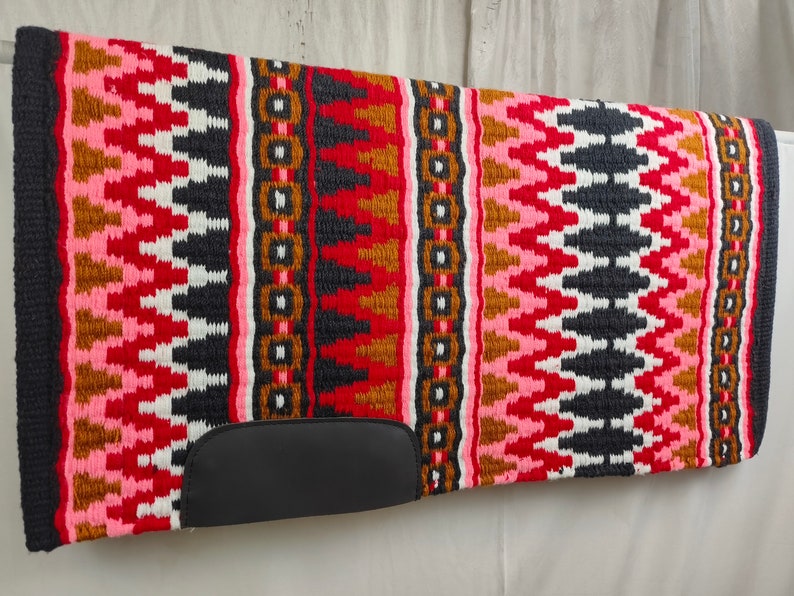 Western Show Horse Saddle Blanket New Zealand Design Handmade Wool Saddle Blanket Mats Top Wool Saddle Pad Size : 34 L x 36 W x 1 Inches image 3