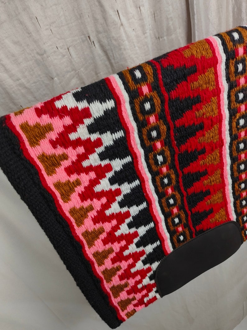 Western Show Horse Saddle Blanket New Zealand Design Handmade Wool Saddle Blanket Mats Top Wool Saddle Pad Size : 34 L x 36 W x 1 Inches image 2