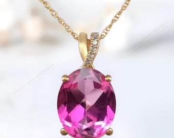 4ct. Unique Pink Tourmaline Pendant Vintage Pink Gemstone Pendant For Women 925 Sterling Silver Statement Pendant Anniversary Gift For Her