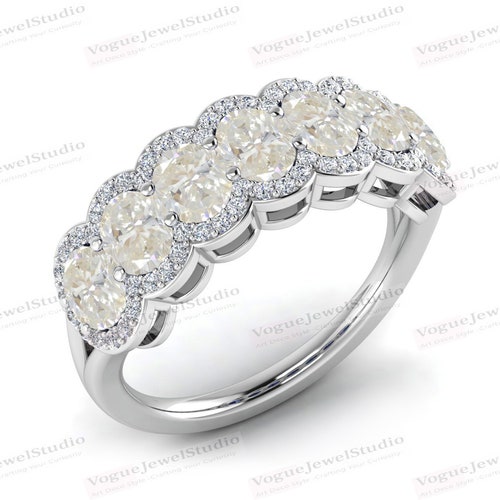 Unique Moissanite Eternity Wedding Band For Women 925 Silver Moissanite Engagement Ring Art Deco Half shops Eternity Wedding Anniversary Band
