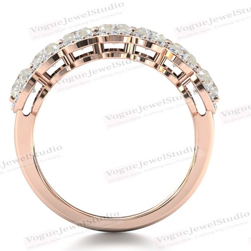Unique Moissanite Eternity Wedding Band For Women 925 Silver Moissanite Engagement Ring Art Deco Half shops Eternity Wedding Anniversary Band