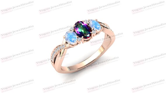 バイオカラー ミスティック トパーズ エンゲージリング ヴィンテージ