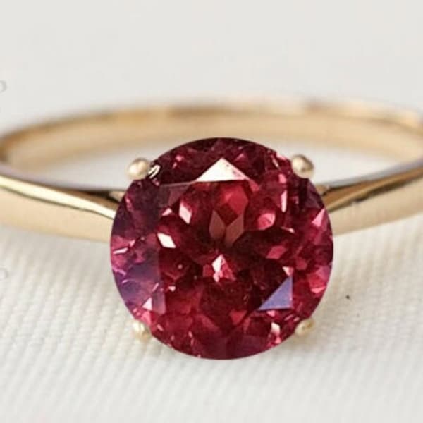 Vintage Malaya Garnet Solitaire Engagement Ring 14k Rose Gold Malaya Garnet Solitaire Wedding Ring Unique Malaya Garnet Bridal Promise Ring