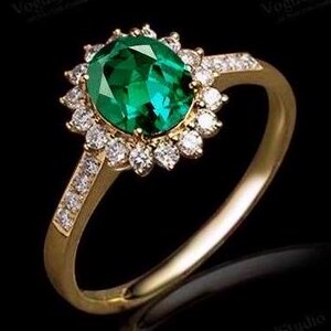 Bague de fiançailles émeraude art déco pour elle, bague de mariage émeraude en or 14 carats vintage, bague de fiançailles halo pour femme, émeraude