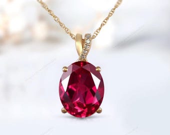 4ct. Unikatowy rubinowy wisiorek dla kobiet Wisiorek ślubny z rubinem w stylu art déco Wisiorek z rubinem w kolorze srebra 925 Wisiorek ślubny z rubinem w stylu vintage dla niej