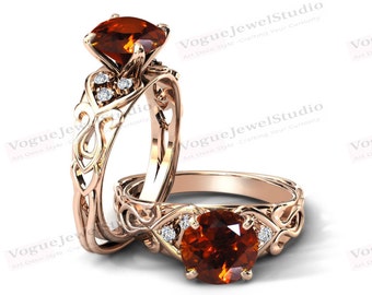 Citrine Bague Solitaire Fiançailles Naturel Mariage Jaune Pierre