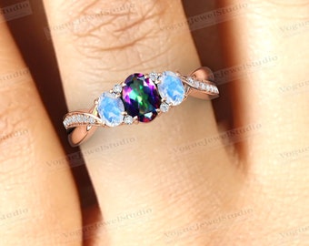 バイオカラー ミスティック トパーズ エンゲージリング ヴィンテージ
