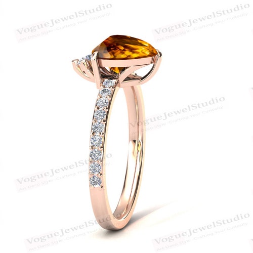 14k Gold Citrine Engagement Ring Heart Shaped Citrine Wedding Ring For Women Art Deco Citrine Bridal Promise Ring shops Solitaire Engagement Ring