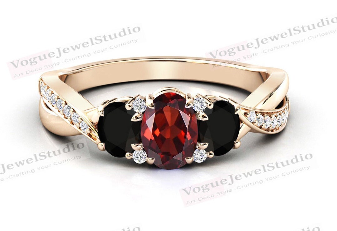 14k Gold Garnet Cluster Engagement Ring Vintage Garnet Bridal Ring ...