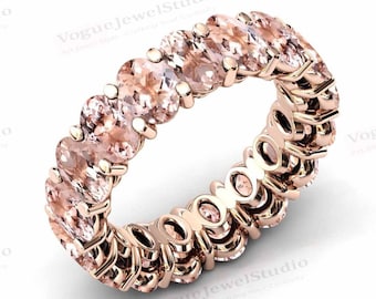 Natural Morganite Eternity Band For Women Rose Gold Morganite Wedding Band Bridal Eternity Band Rose Gold Eternity Band Anniversary Gift