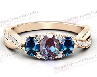Antique Alexandrite Engagement Ring Multi Stone Cluster Wedding Ring Oval Shaped Alexandrite Wedding Ring Art Deco Cluster Engagement Ring