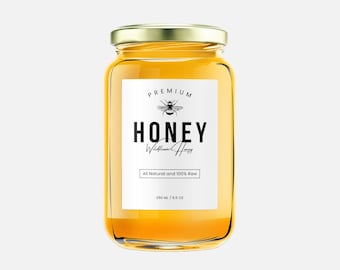 Honey Labels Template, Customizable Honey Jar Labels, Beekeepers, DIY Label Design, Professional Packaging, Bee-themed Labels, Honey Sticker