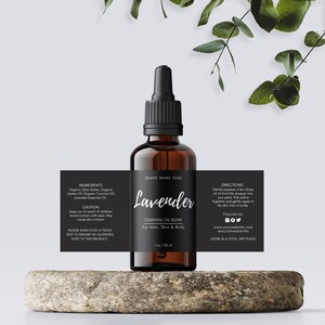 Custom Product Label - DIY Editable Label Template - Stylish Dropper Essential Oil Label Design - DIY Label Bottle Label - 1oz 2oz 4oz Label