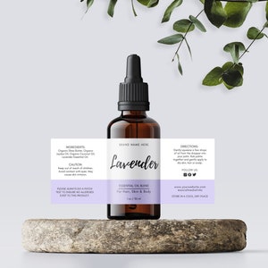 Essential Oil Label Design - DIY Editable Label Template - DIY Label Dropper Bottle Label - 2oz 4oz Label - Custom Product Label