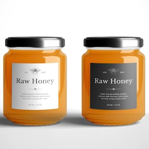 Honey Jar Labels Template, Editable Honey Labels, Labels For Honey, Honey Stickers, Round Jar Lid Labels, Jam Jar Labels, 3x3 Labels