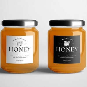 Editable Honey Jar Labels Template, Homemade Honey Stickers, Printable Honey Packaging Design, DIY Honey Labels, Honey Packaging Labels