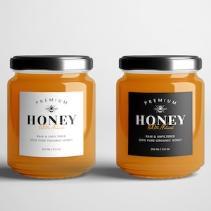 Honey Labels, Printable Honey Jar Labels Template, DIY Packaging, Customizable Label Design, Beekeeper Supplies, Homemade Honey Packaging