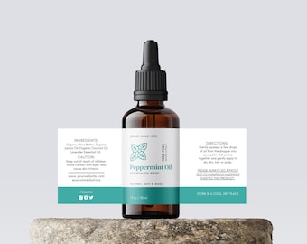 Editable Label Template - Custom Product Label - Dropper Bottle Essential Oil Label Template - 1oz 2oz 4oz Label - DIY Hair Product Label