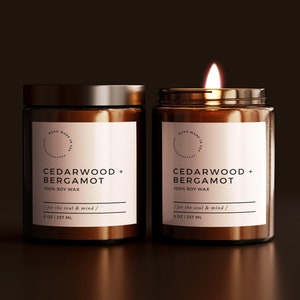 Modern Candle Label Template - Editable Candle Label Design - Customizable Candle Jar Label Template - Canva Template DIY Candle Sticker