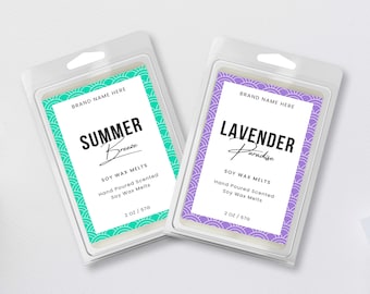 Wax Melt Labels Template, Wax Tart Label Design, Clamshell Wax Label, Wax Melt Sticker Label, 2"x3" Wax Editable Label, Wax Melt Packaging
