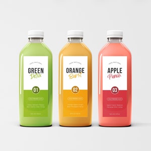 Printable Juice Bottle Label Template, Editable Labels for DIY Juice Bottles, Colorful Juice Labels, Juicing Labels, Juice Bottle Labels