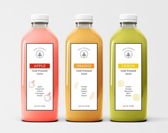 Editable Juice Bottle Label Template, DIY Customizable Design, Customizable Juice Label, DIY Juice Bottle Stickers, Bottle Label Template