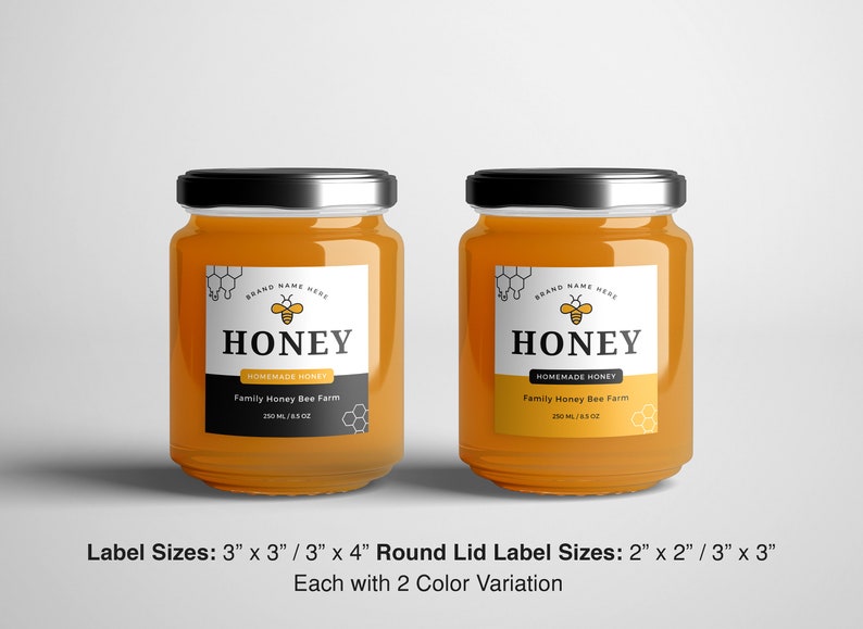 Canva Honey Jar Labels Template, Editable Jam Jar Labels, DIY Honey