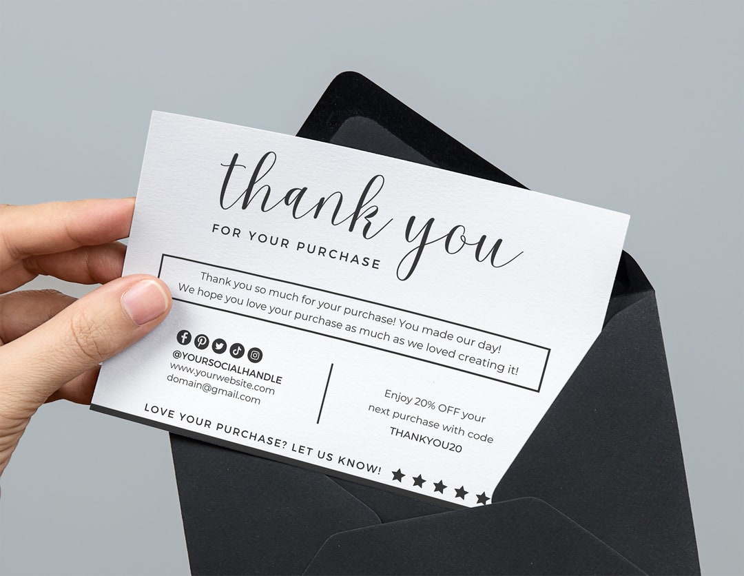 Minimal Thank You Card Template - Canva Editable Thank You Card - Small ...