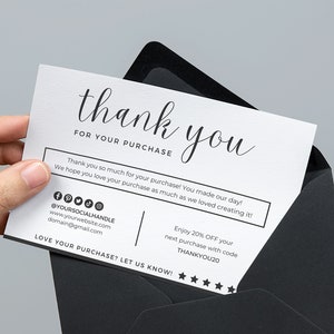 Minimale Dankeskartenvorlage - Canva Bearbeitbare Dankeskarte - Small Business Danke für Ihre Bestellung - Social Insert Card Template