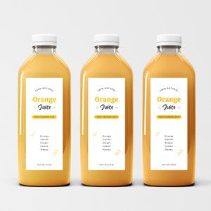 Juice Bottle Labels Template, Juicing Labels, Editable Juice Labels, Cold Pressed Juice, Juice Label Sticker, Beverage Labels, Juice Logo
