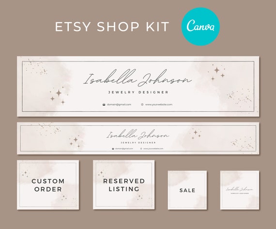 Etsy Banner Template, Etsy Shop Banner Kit, Editable Etsy Shop Kit, Etsy Branding Kit, Etsy Cover, Boho Etsy Shop Kit, Small Business Etsy