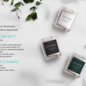 Minimalist Candle Labels Template - Luxury Candle Label Design - Canva Candle Label Template - Modern Candle Label - Candle Jar Labels image 5