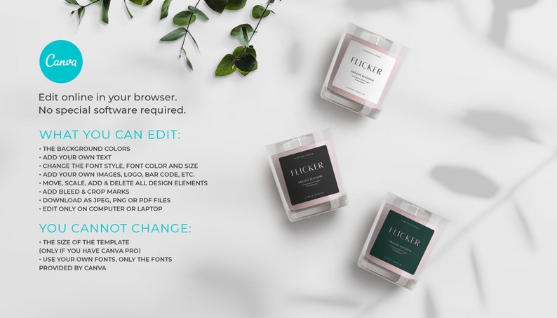 Minimalist Candle Labels Template - Luxury Candle Label Design - Canva Candle Label Template - Modern Candle Label - Candle Jar Labels image 5