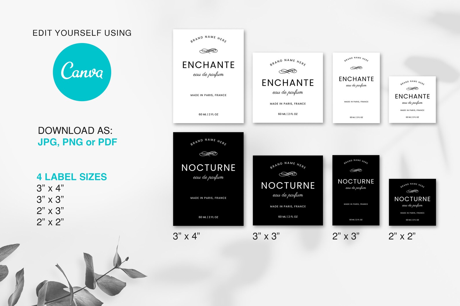 Luxury Perfume Bottle Label Template, Canva Perfume Stickers Design ...