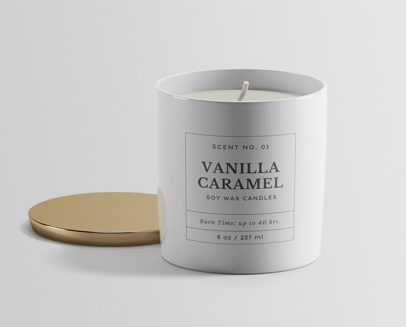 Canva Candle Label Template Design, Modern Candle Jar Label, Custom