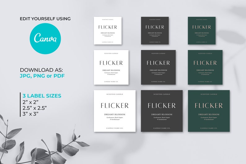 Minimalist Candle Labels Template - Luxury Candle Label Design - Canva Candle Label Template - Modern Candle Label - Candle Jar Labels image 4