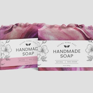 Soap Labels Template - Handmade Soap Labels - Canva Soap Label - Custom Soap Labels - Soap Wrap Label - Editable Bar Soap Labels
