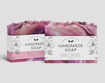 Soap Labels Template - Handmade Soap Labels - Canva Soap Label - Custom Soap Labels - Soap Wrap Label - Editable Bar Soap Labels