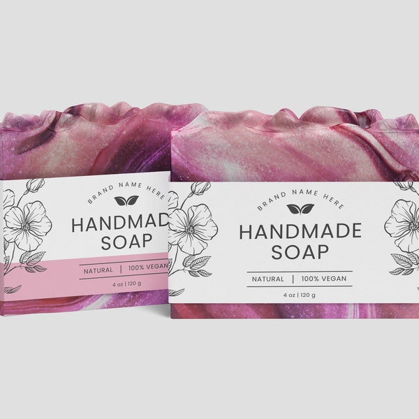 Soap Labels Template - Handmade Soap Labels - Canva Soap Label - Custom Soap Labels - Soap Wrap Label - Editable Bar Soap Labels