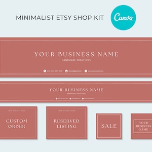 Kit de tienda Etsy minimalista - Kit de marca Etsy moderno editable - Marca de tienda Etsy Canva - Kit Etsy bohemio - Plantilla de banner Etsy - Icono de tienda